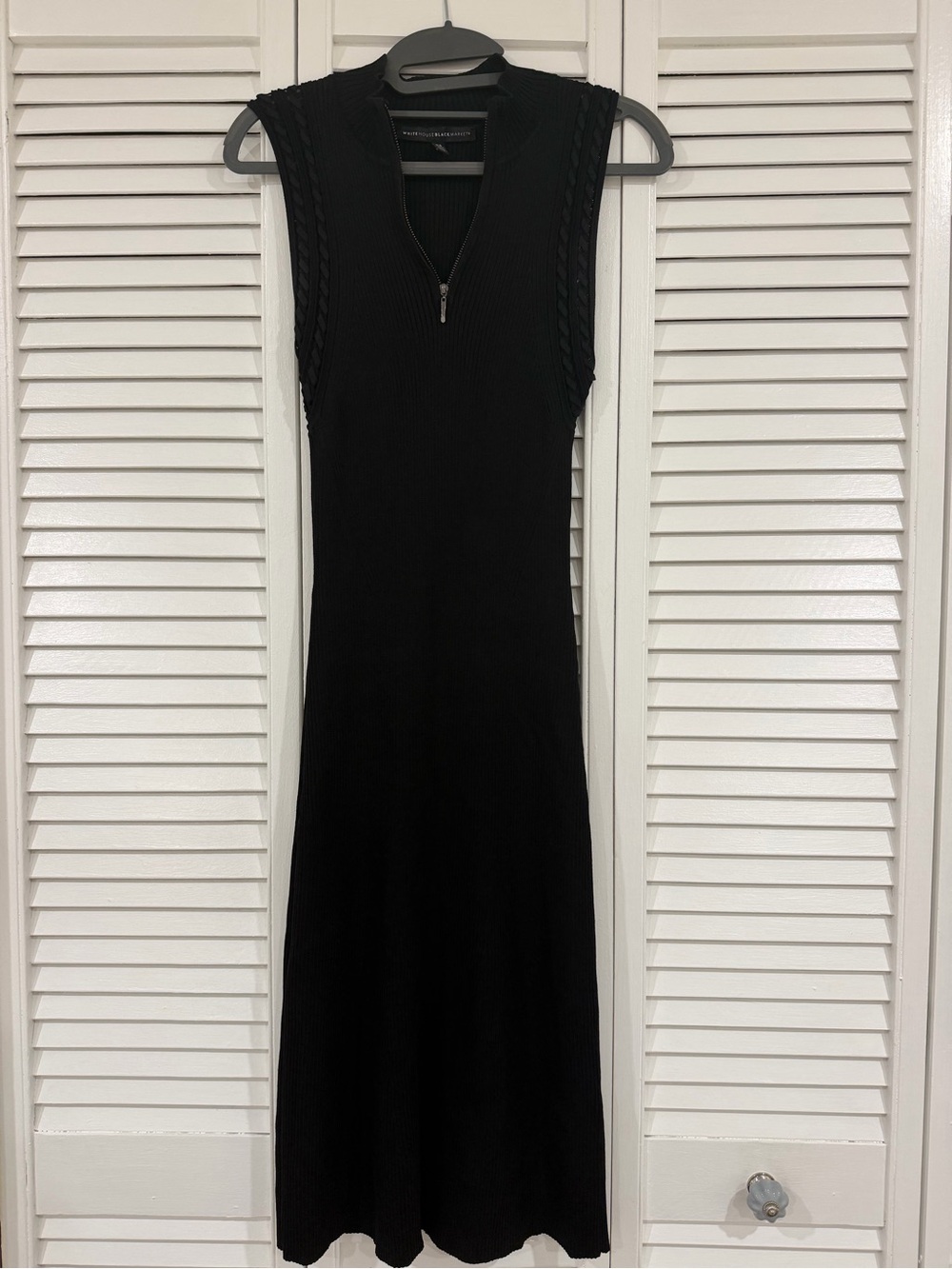 White House Black Market Black Sleeveless Zip Knit Dress